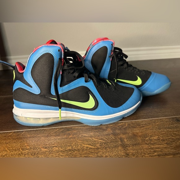 NEW! Nike LeBron 9 "South Coast" Dutch Blue Lime Glow Basketball Shoes - Picture 3 of 5